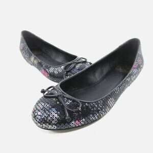 Pour La Victoire 'Hessa' Women's 9 Black Sequin Flower Bow Ballet Flat